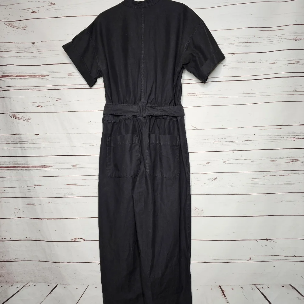 Everlane The Fatigue Black Short Sleeve Jumpsuit with Belt